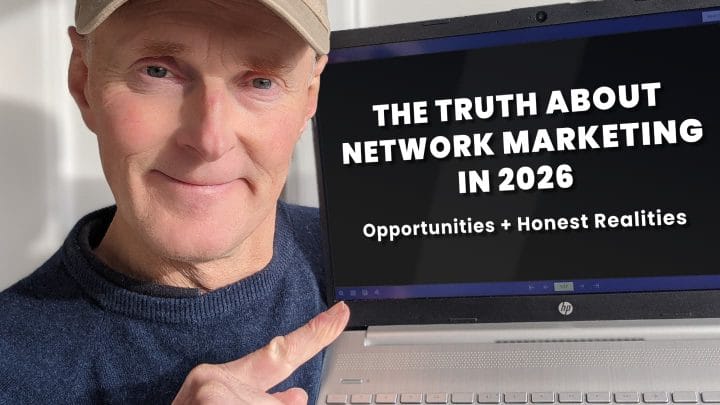 Laptop displaying “The Truth About Network Marketing in 2026” with a focus on opportunities and honest realities.